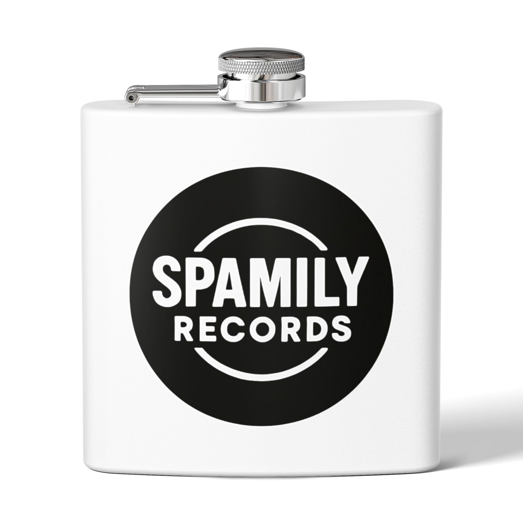Flask — 'Spamily Records' 6oz Stainless Steel Hip Flask