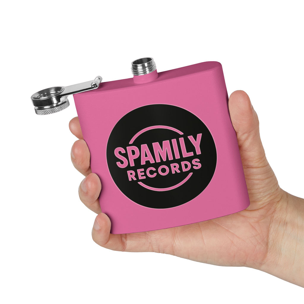 Flask — 'Spamily Records' 6oz Stainless Steel Hip Flask