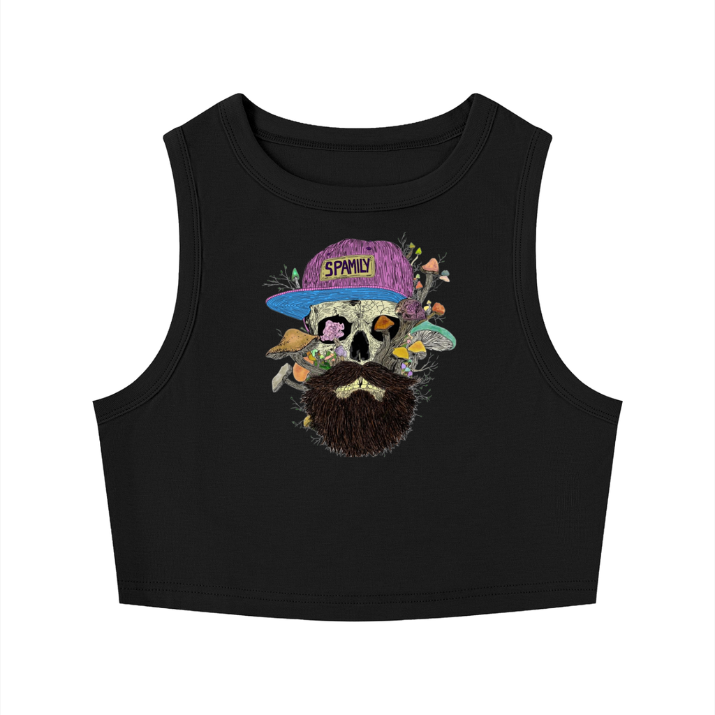 ZP - Shroom Skull Women's Tight Crewneck Crop Tank Top