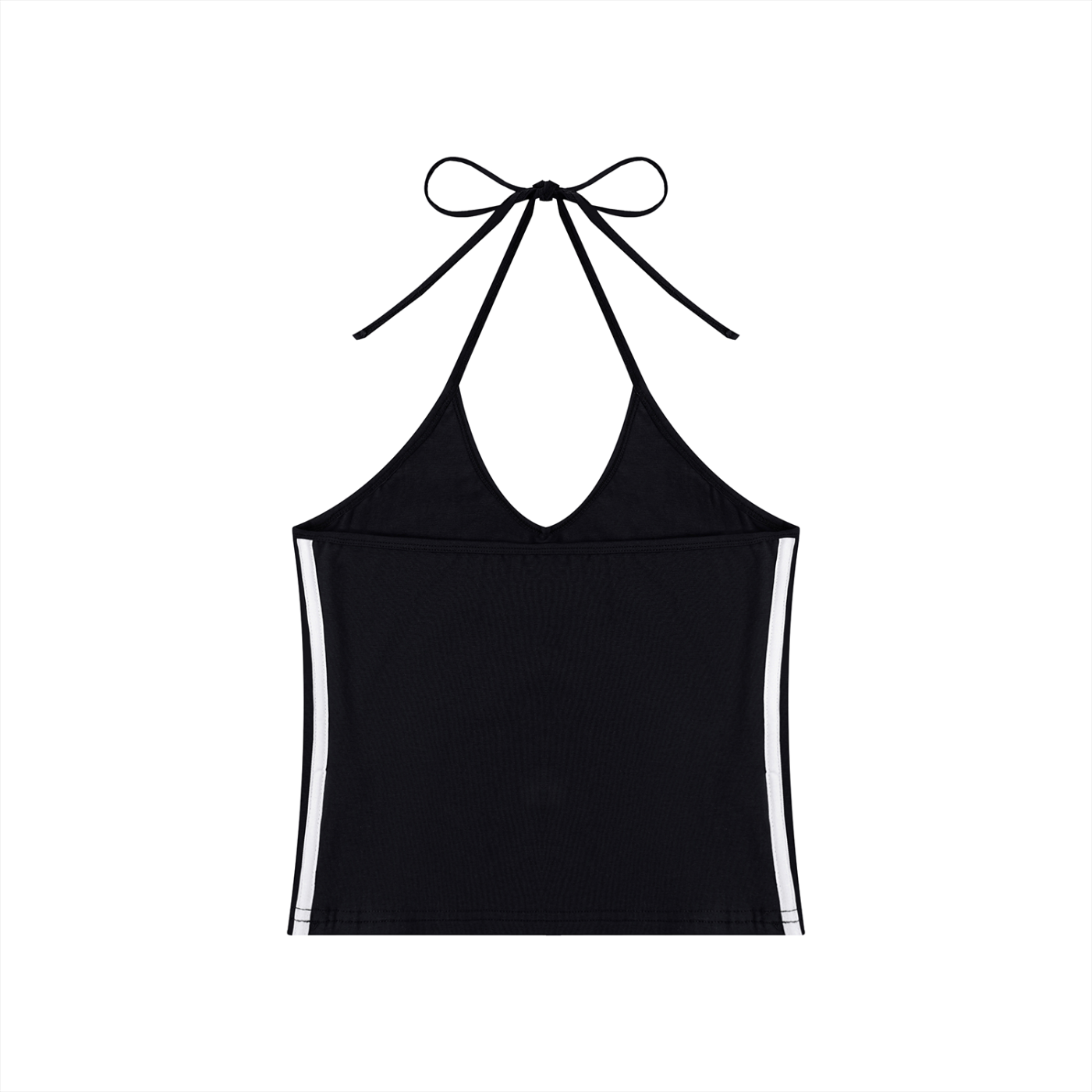White Spam Man Women's Color Block Halter Crop Tank Top