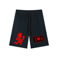 Red On Black Men's Drawstring Gathering Shorts