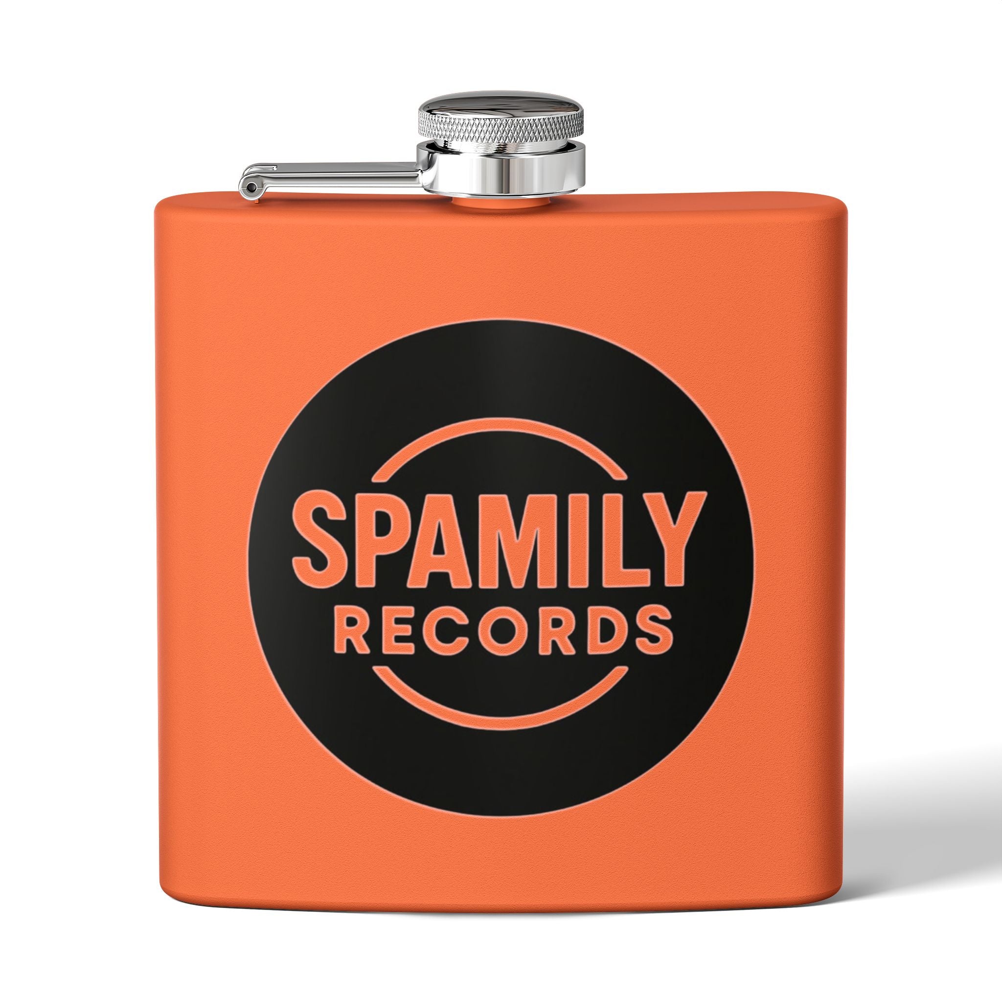 Flask — 'Spamily Records' 6oz Stainless Steel Hip Flask