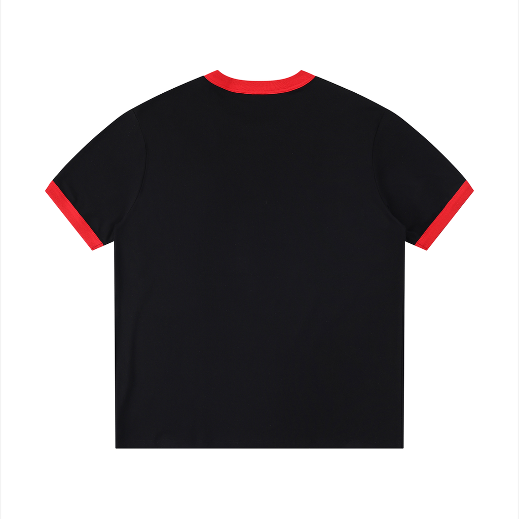 Spamily World Order Contrast Edge Ribbed Crewneck T-Shirt