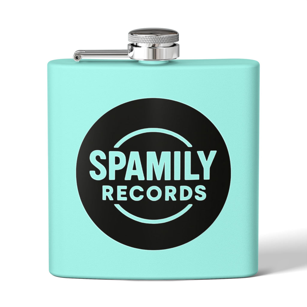 Flask — 'Spamily Records' 6oz Stainless Steel Hip Flask