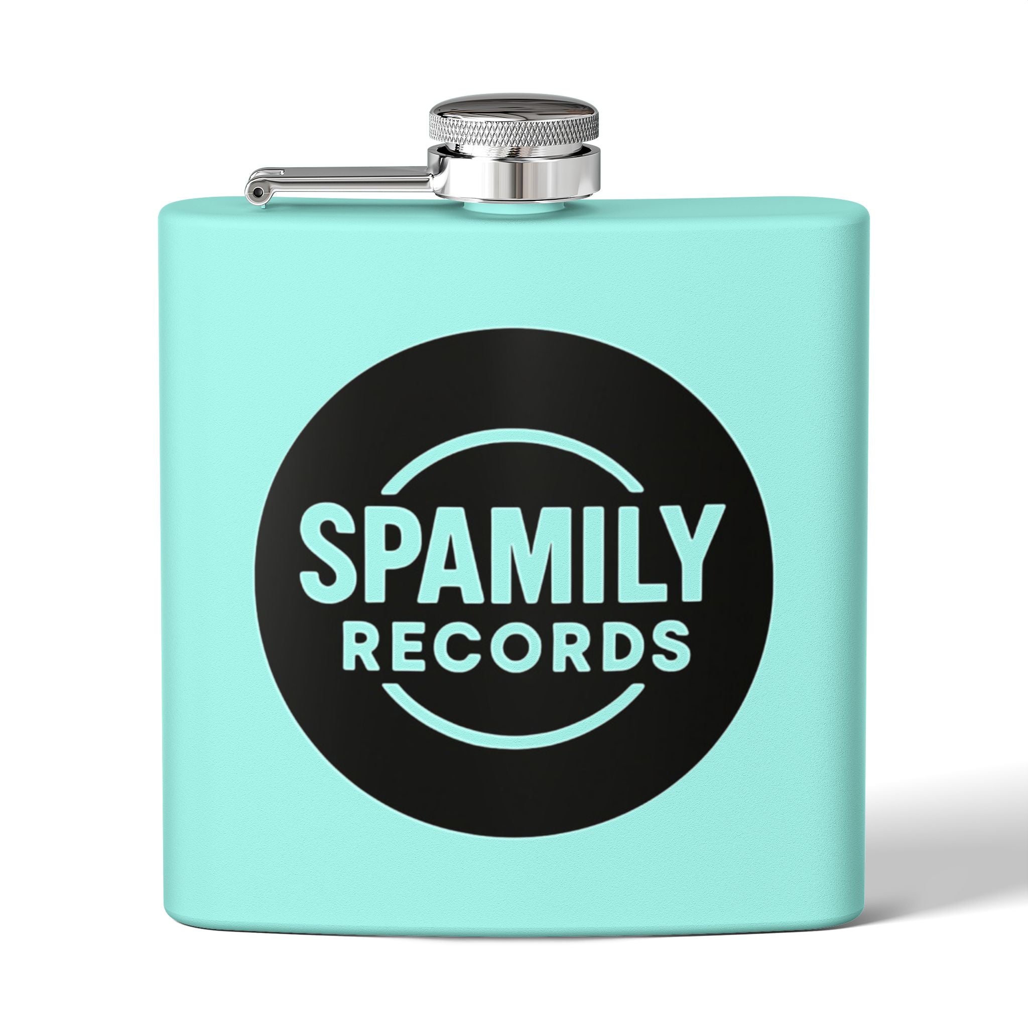 Flask — 'Spamily Records' 6oz Stainless Steel Hip Flask