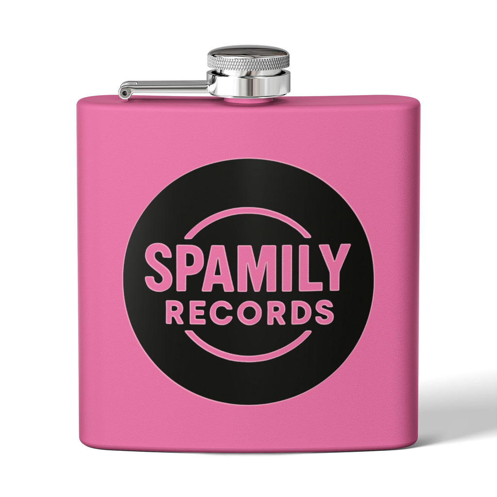 Flask — 'Spamily Records' 6oz Stainless Steel Hip Flask