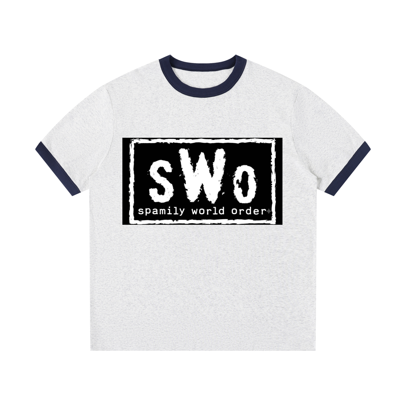Spamily World Order Contrast Edge Ribbed Crewneck T-Shirt