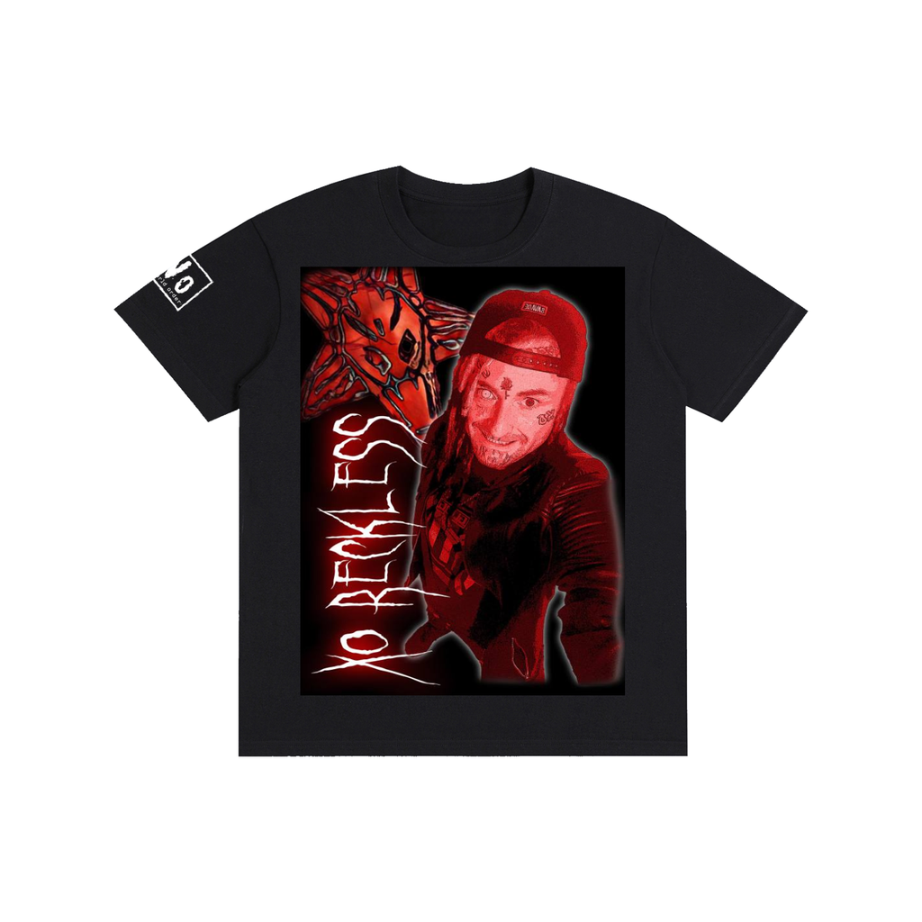 XO RECKLESS - Red on Black Pure Cotton Unisex T-Shirt