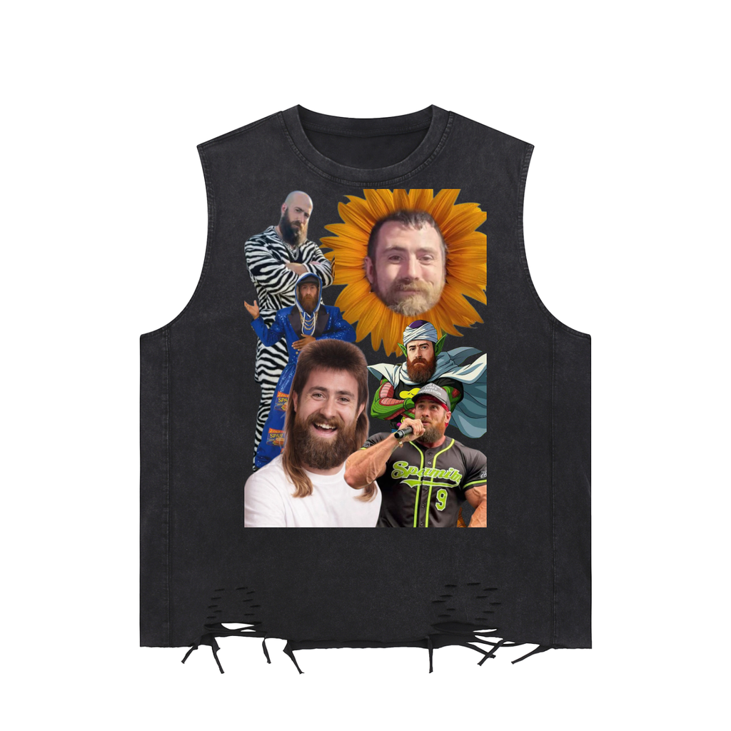 ZP MEME Snow Washed Raw-Hem Tank Top