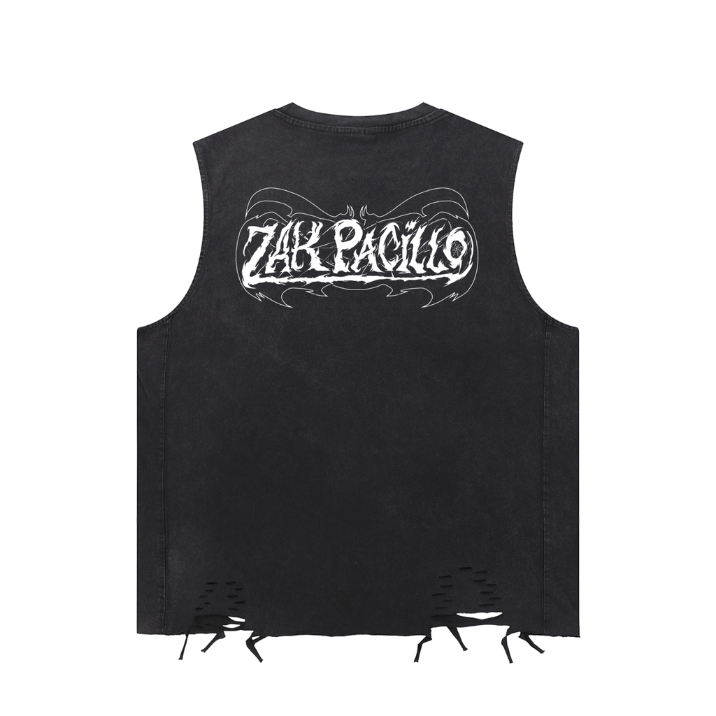 ZP MEME Snow Washed Raw-Hem Tank Top